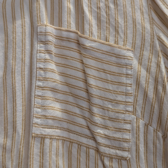 Style & Co White and Yellow Striped Long Sleeve Button Down Top - Picture 4 of 6